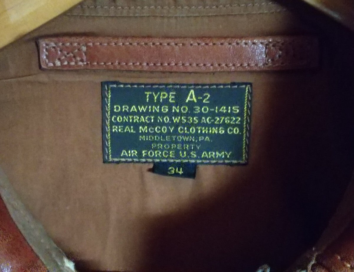 Real McCoy’s A-2 Horsehide Flight Jacket PEG O’My Heart P-51 Nose Art Hand Painted 8th Air Force