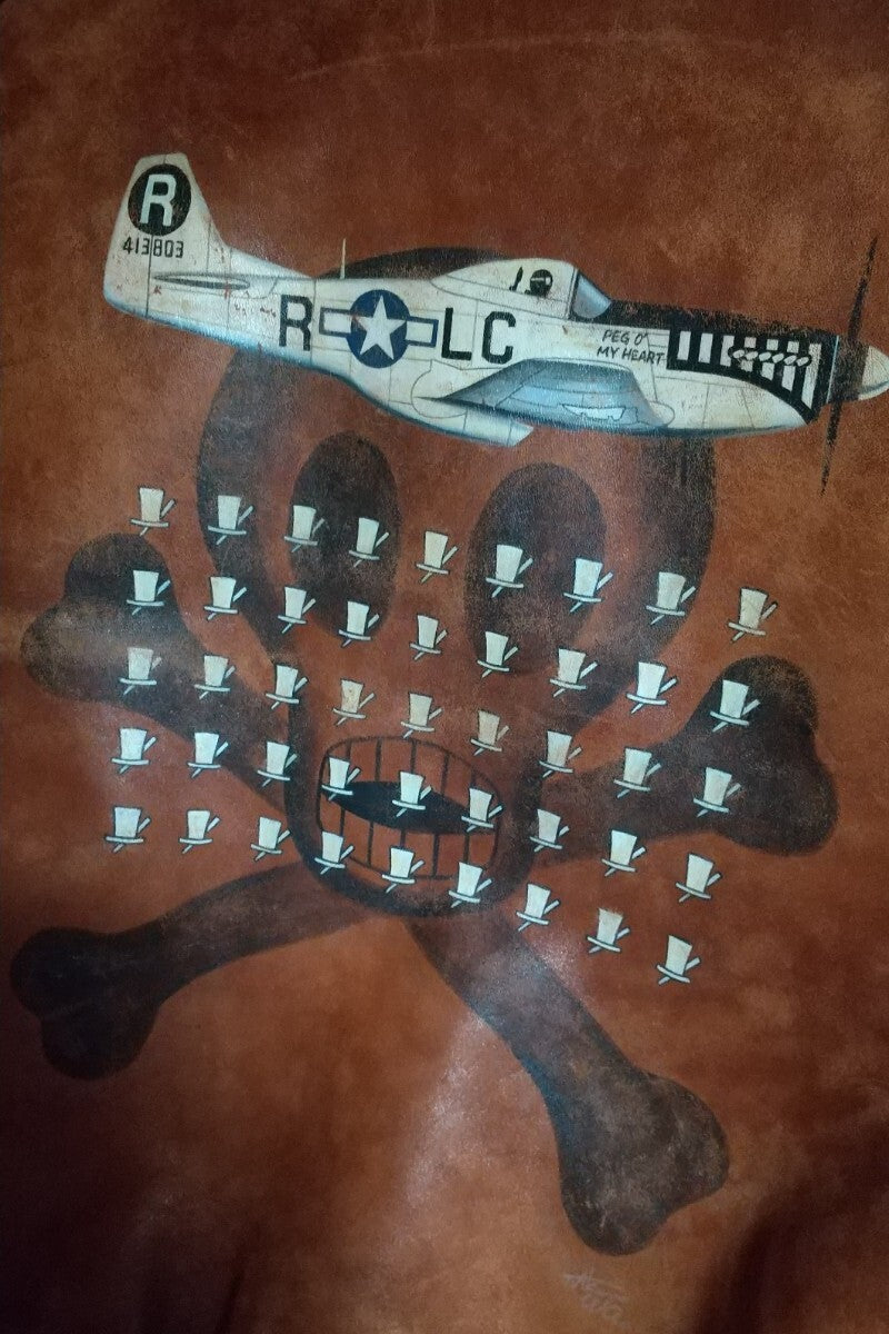 Real McCoy’s A-2 Horsehide Flight Jacket PEG O’My Heart P-51 Nose Art Hand Painted 8th Air Force