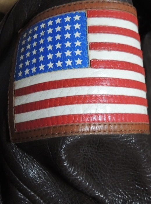 Real McCoy’s A-2 Tough Birds Flight Jacket Size 40 Custom King Limited 30 Horsehide Back Paint Red Silk Lining