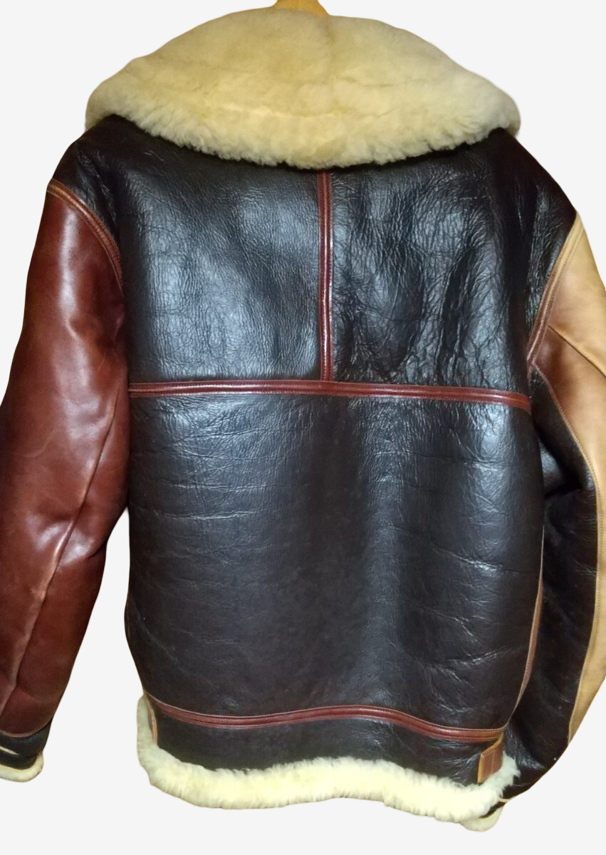 Real McCoy’s B-3 Shearling Flight Jacket Size 44 WWII Rough Wear Reproduction Mouton Bomber Leather Jacket