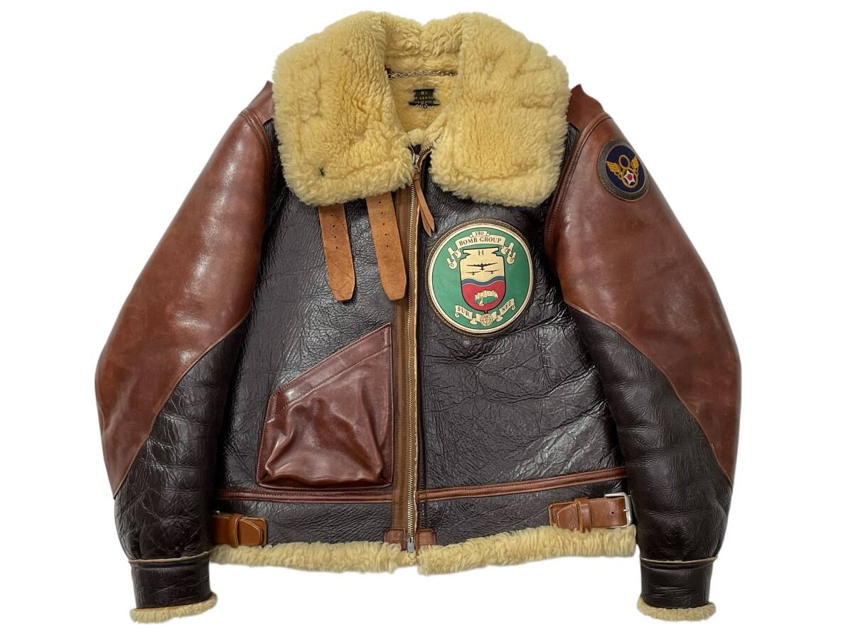 Real McCoy’s B-3 Wild Children Rough Wear Shearling Flight Jacket Painted Nose Art WWII Style 34