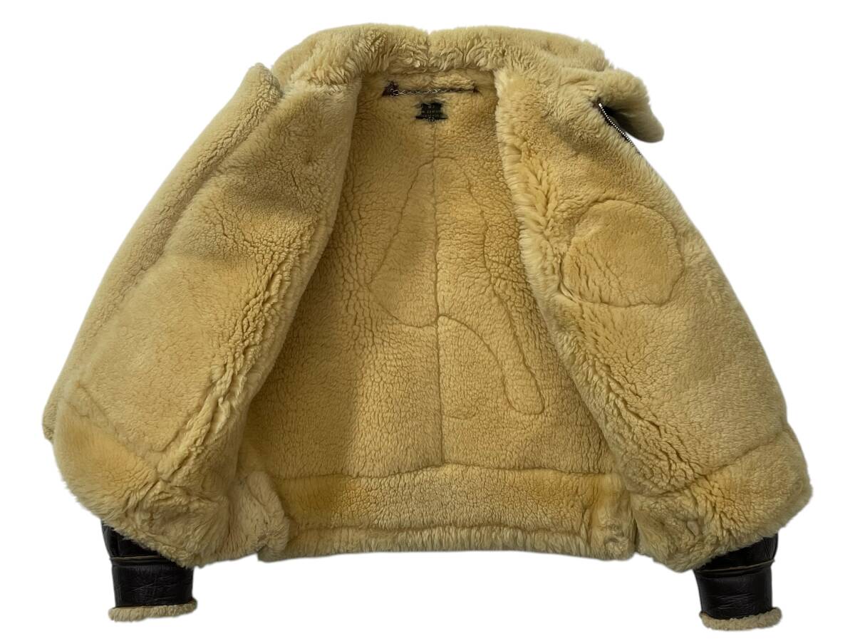 Real McCoy’s B-3 Wild Children Rough Wear Shearling Flight Jacket Painted Nose Art WWII Style 34