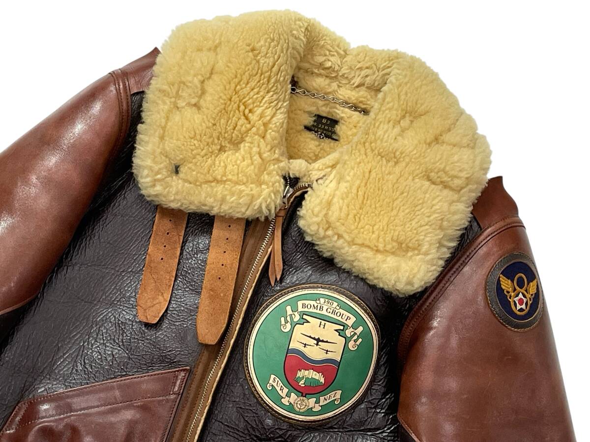 Real McCoy’s B-3 Wild Children Rough Wear Shearling Flight Jacket Painted Nose Art WWII Style 34