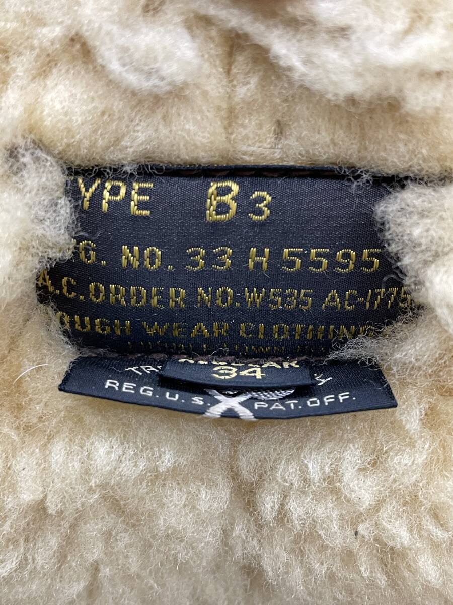 Real McCoy’s B-3 Wild Children Rough Wear Shearling Flight Jacket Painted Nose Art WWII Style 34