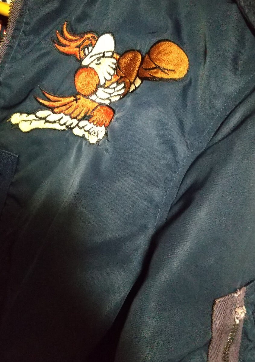 Real McCoy’s L-2A Korea 1950-53 Embroidered Bomber Jacket Dragon Jet USAF Vintage Style Distressed Flight Jacket