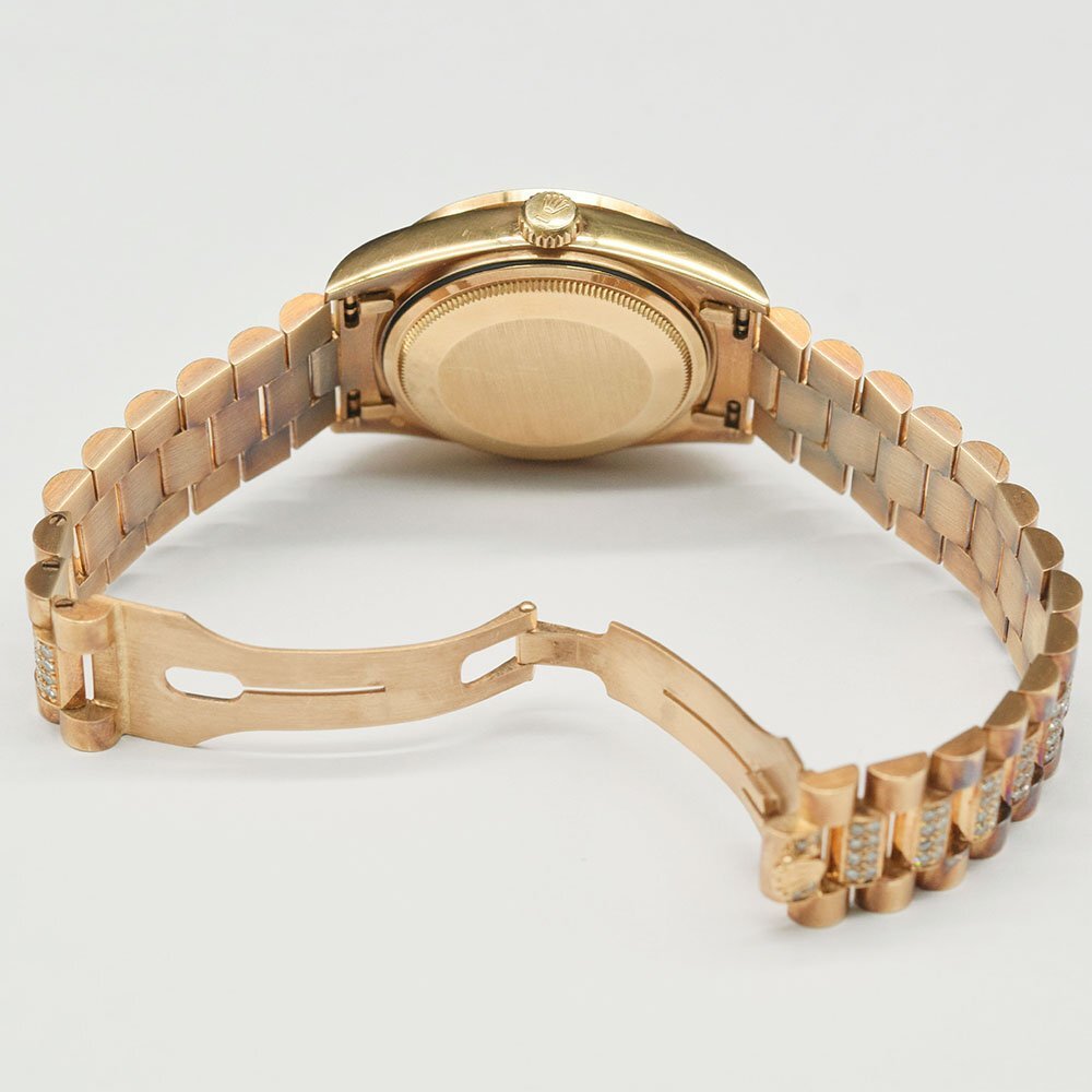 Rolex Day-Date 36 Ref.18138 – Factory Diamond Pave Dial, Diamond Bezel & Diamond President Bracelet – 18K Yellow Gold – 1991 E-Serial