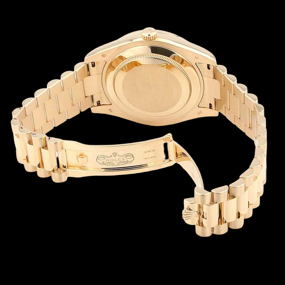 Rolex Day-Date 218348A 18K Yellow Gold Champagne Dial 8P Diamond 2P Baguette Bezel Luxury President Watch