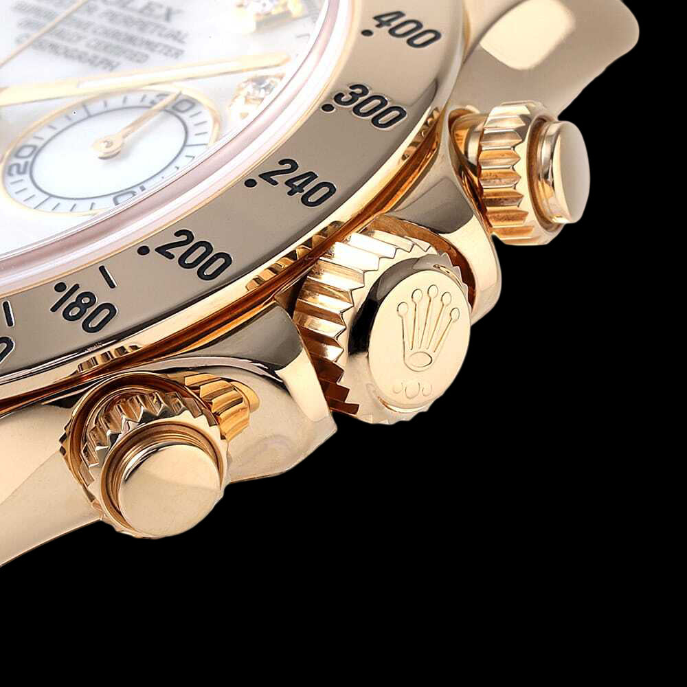 Rolex Daytona 116528NG 18K Yellow Gold • White Mother-of-Pearl 8P Diamond Dial • Full Set • Prestige Luxury Chronograph (Collector Grade)