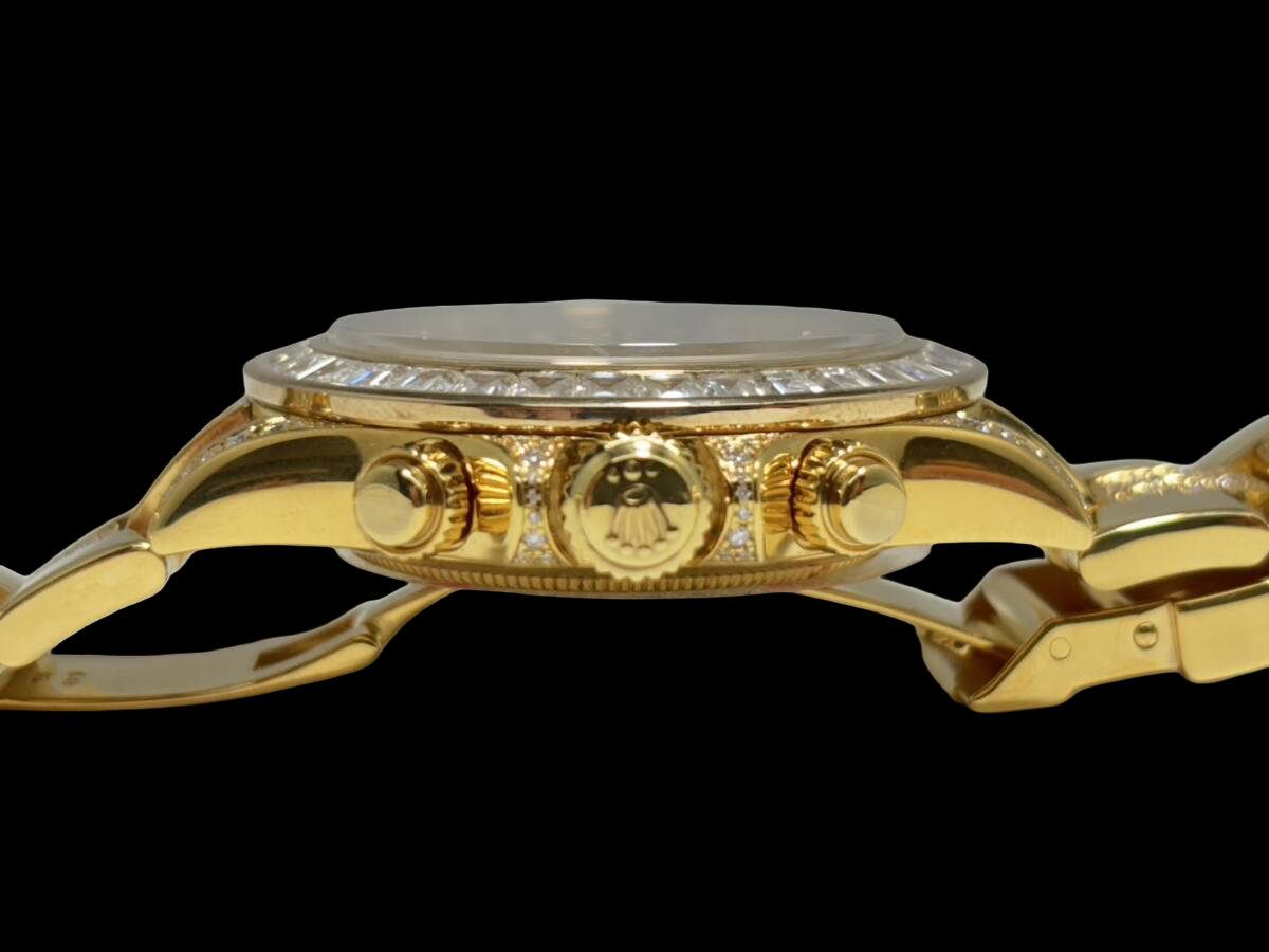 Rolex Daytona 116528Y Tiger-Eye Diamond Edition · 18K YG · Factory Dial Base w/ Luxury Custom Diamond Bezel & Bracelet · Collector Condition SA