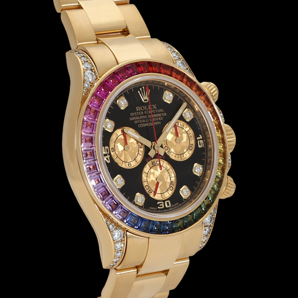 Rolex Daytona 116598RBOW Rainbow Sapphire Bezel × Diamond Index × 18KYG – Ultra-Rare Masterpiece – Full Set – Collector Grade