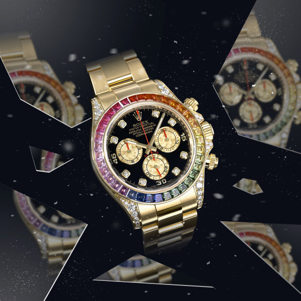 Rolex Daytona 116598RBOW Rainbow Sapphire Bezel × Diamond Index × 18KYG – Ultra-Rare Masterpiece – Full Set – Collector Grade