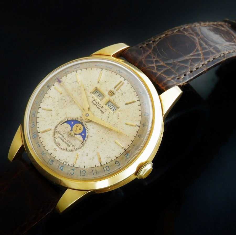 Rolex Padellone Ref.8171 18K Yellow Gold Triple Calendar Moonphase Cal.A295 Vintage 1950s 38mm