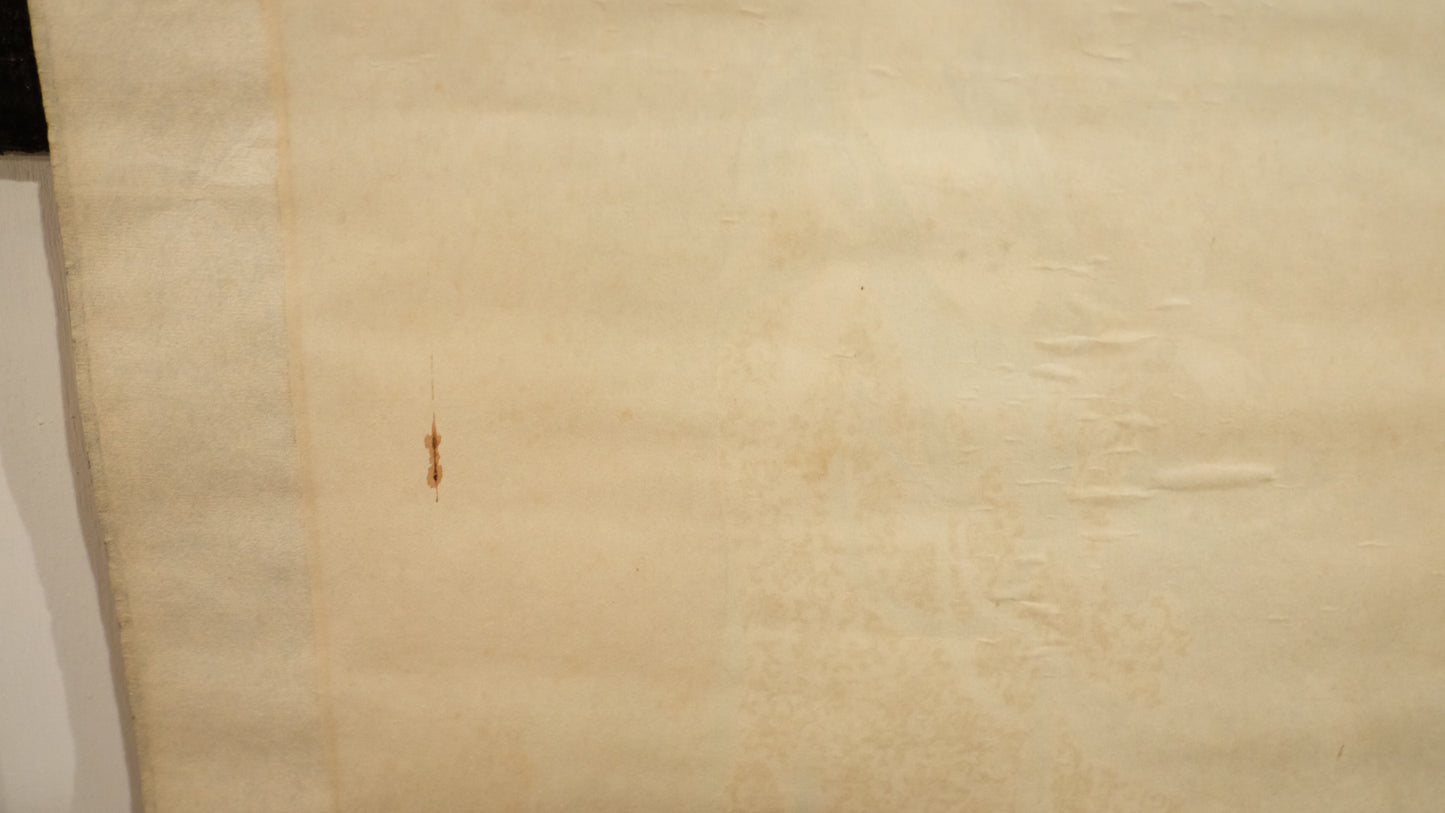 Elegant Japanese Scroll of Kannon – Goddess of Mercy on Clouds – Hand-Painted Silk Hanging Scroll – Spiritual Buddhist Art for Healing & Meditation