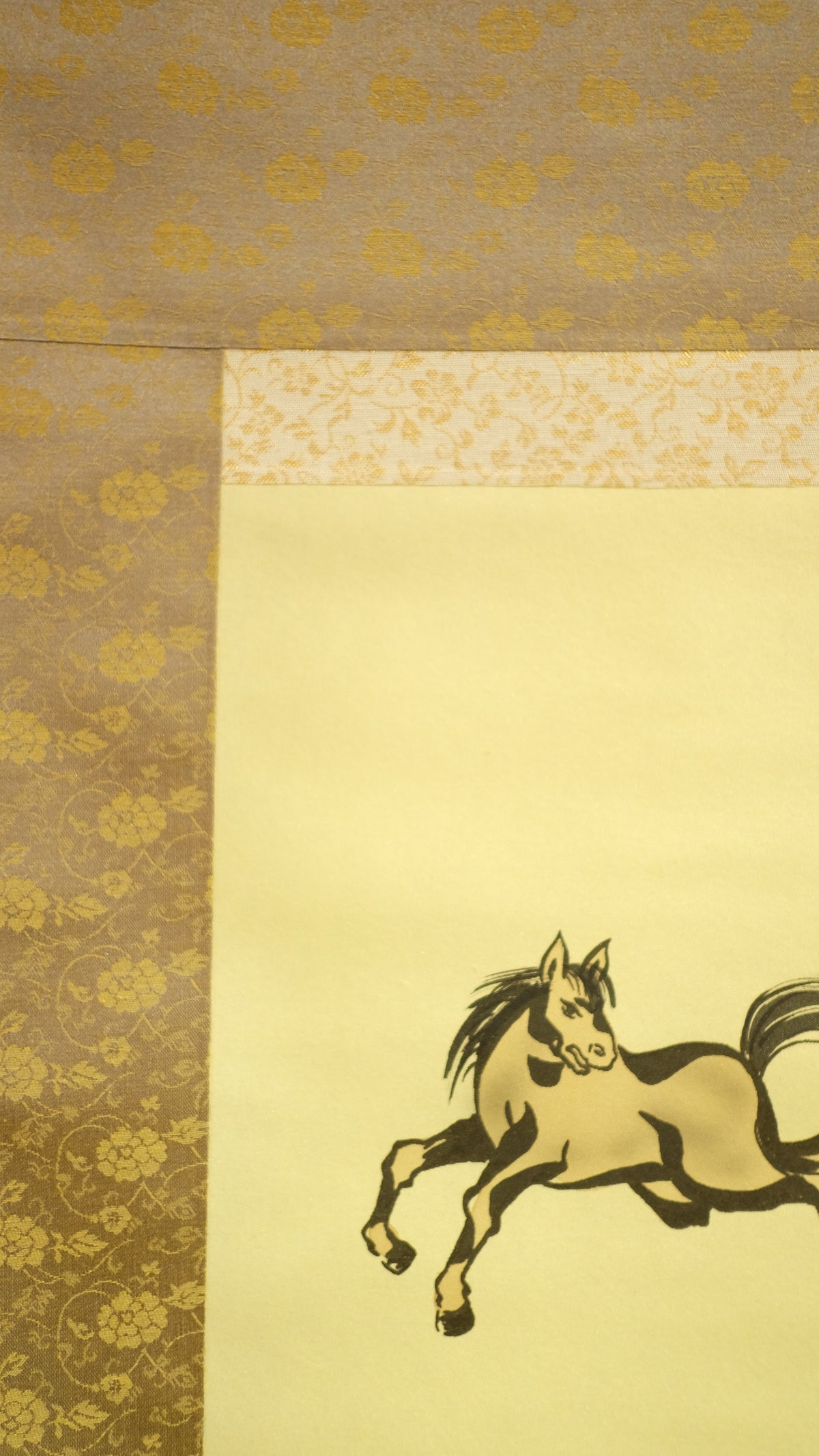 Vintage Japanese Kakejiku Scroll – Galloping Nine Horses for Power, Success & Luck – Asian Art Decor with Feng Shui Symbolism
