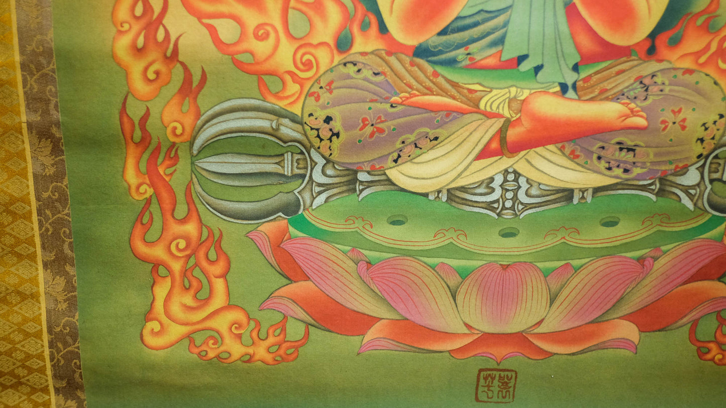 Vintage Japanese Aizen Myōō Scroll | Rāgarāja Wisdom King Buddhist Painting | Shingon Esoteric Temple Art Kakejiku