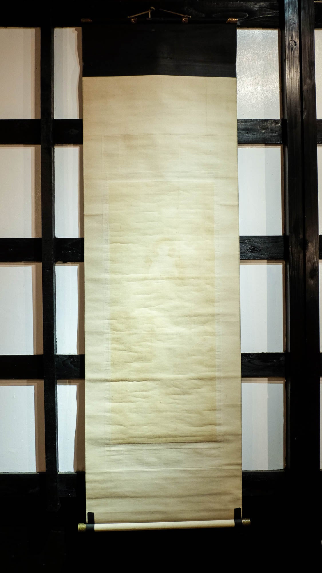 Exquisite Rare Antique Japanese Hanging Scroll of Amida Nyorai Buddha w/ Celestial Court Gold Brocade – Edo Meiji Era Buddhist Buddhism Art