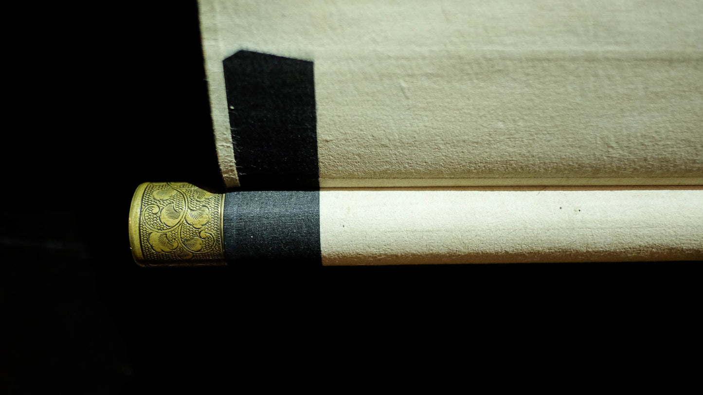 Exquisite Rare Antique Japanese Hanging Scroll of Amida Nyorai Buddha w/ Celestial Court Gold Brocade – Edo Meiji Era Buddhist Buddhism Art