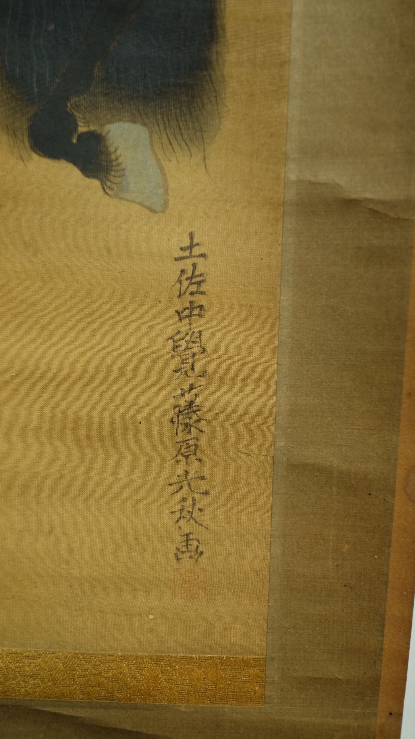 Antique Japanese Samurai Horse Scroll, Signed Tosa-Style Musha-e Painting, Edo Meiji Warrior Kakejiku