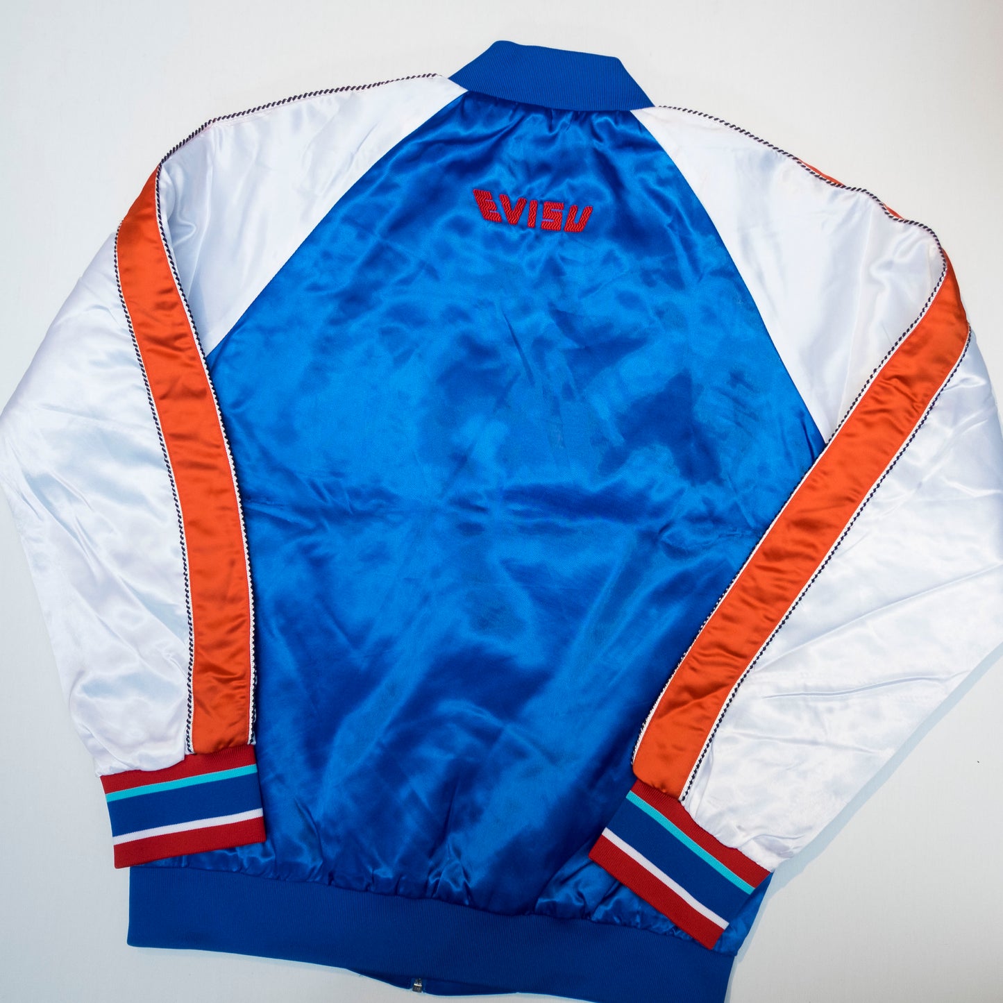 EVISU Custom Made Sukajan Jacket Tiger & Waves Embroidery Blue Satin Souvenir Jacket