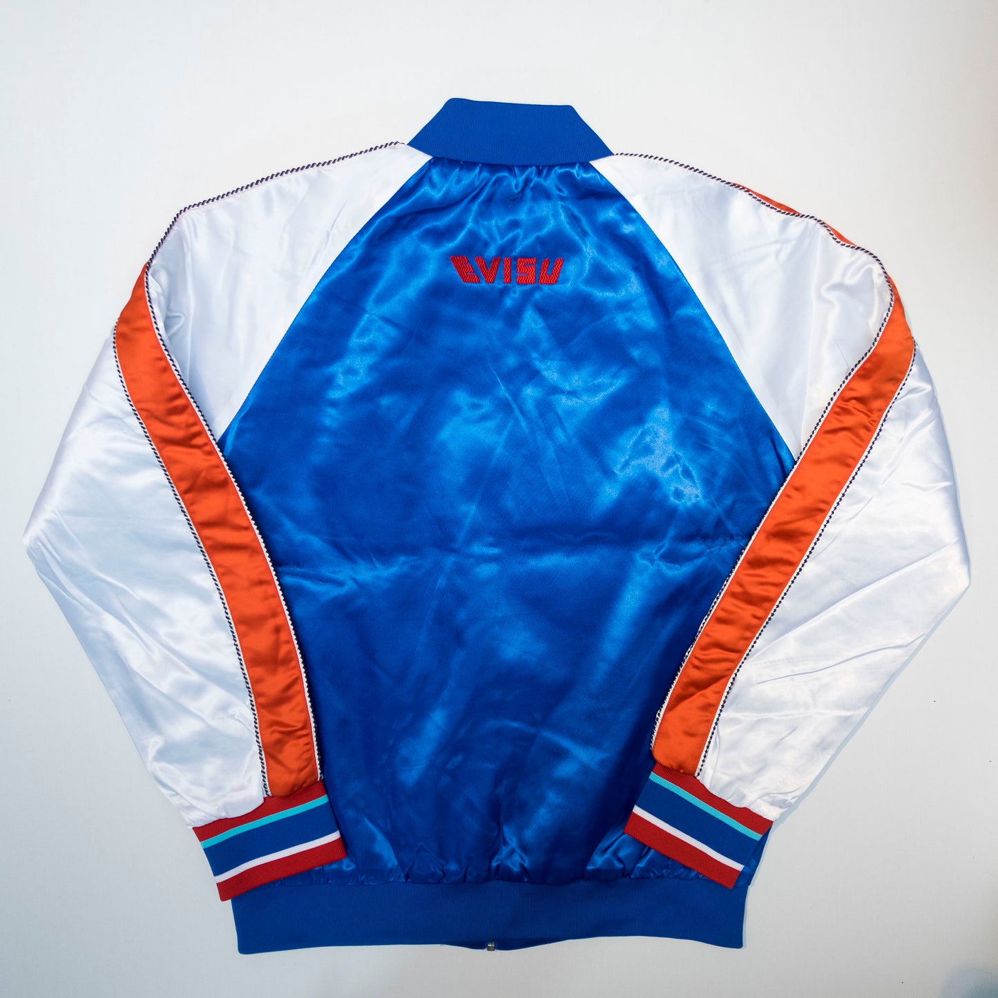 EVISU Custom Made Sukajan Jacket Tiger & Waves Embroidery Blue Satin Souvenir Jacket