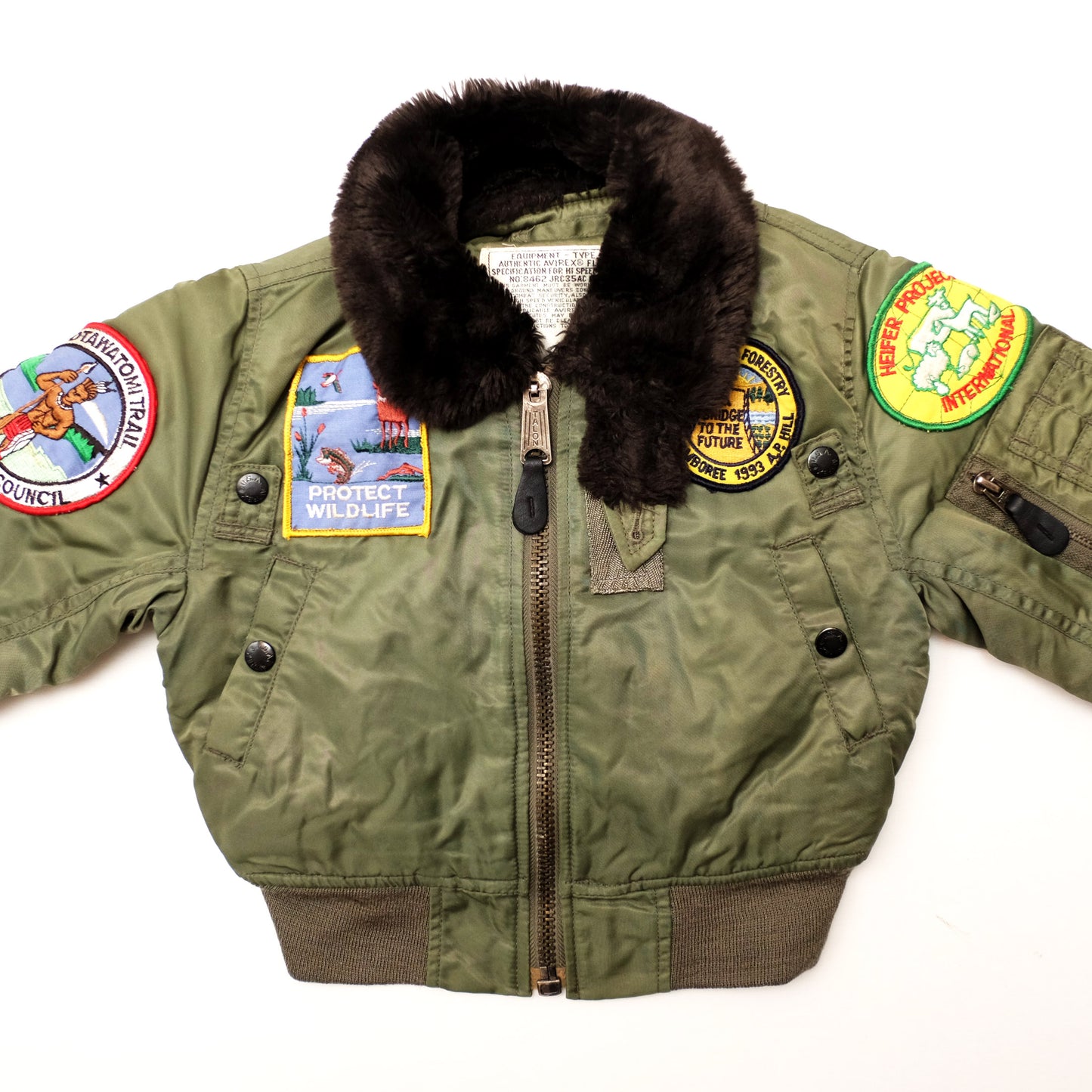 Vintage AVIREX Kids Flight Jacket Size 3-4 Years | Military Bomber Jacket with Patches