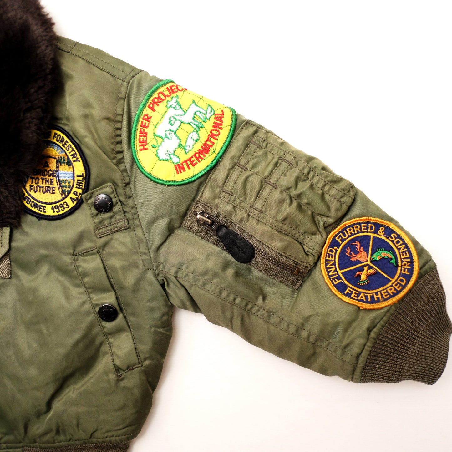 Vintage AVIREX Kids Flight Jacket Size 3-4 Years | Military Bomber Jacket with Patches