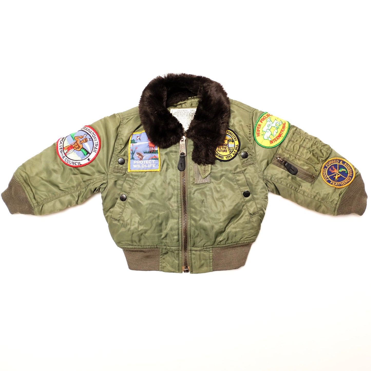 Vintage AVIREX Kids Flight Jacket Size 3-4 Years | Military Bomber Jacket with Patches
