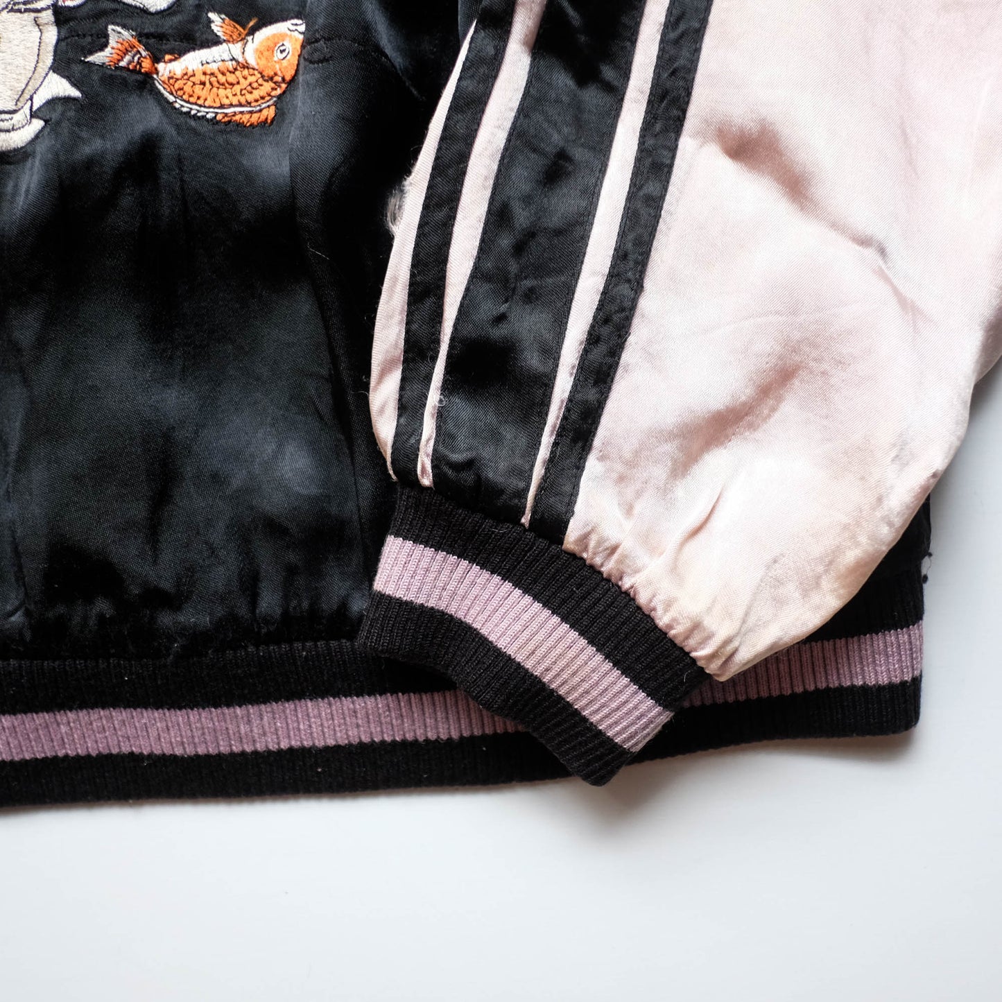 Japanese Seven Lucky Gods Sukajan Jacket Size L | Reversible Floral & Shichifukujin Souvenir Bomber