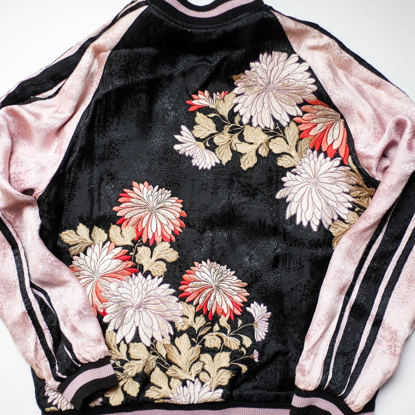 Japanese Seven Lucky Gods Sukajan Jacket Size L | Reversible Floral & Shichifukujin Souvenir Bomber