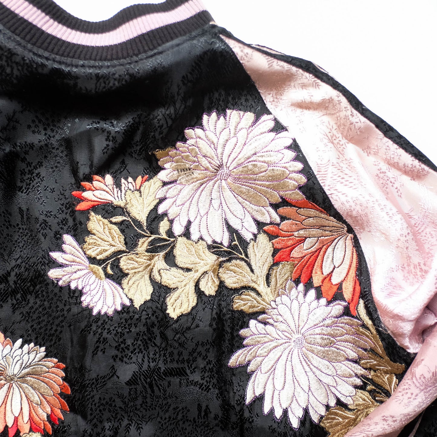 Japanese Seven Lucky Gods Sukajan Jacket Size L | Reversible Floral & Shichifukujin Souvenir Bomber