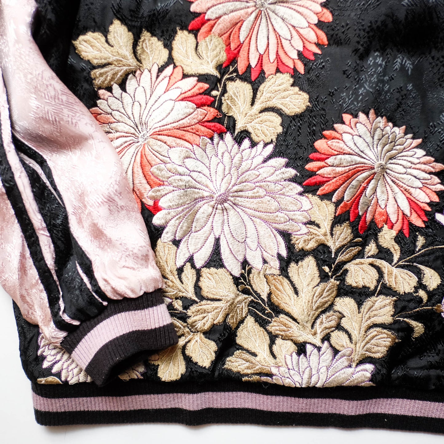 Japanese Seven Lucky Gods Sukajan Jacket Size L | Reversible Floral & Shichifukujin Souvenir Bomber