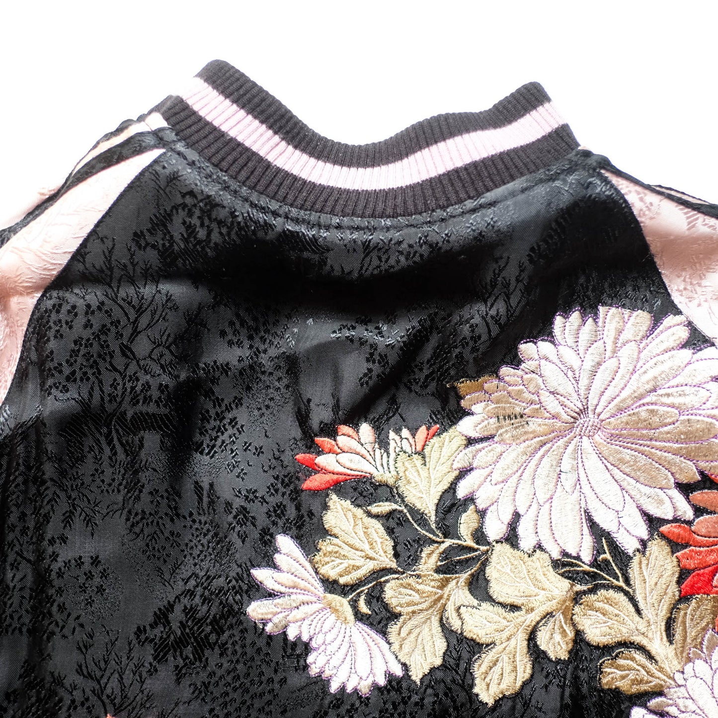 Japanese Seven Lucky Gods Sukajan Jacket Size L | Reversible Floral & Shichifukujin Souvenir Bomber