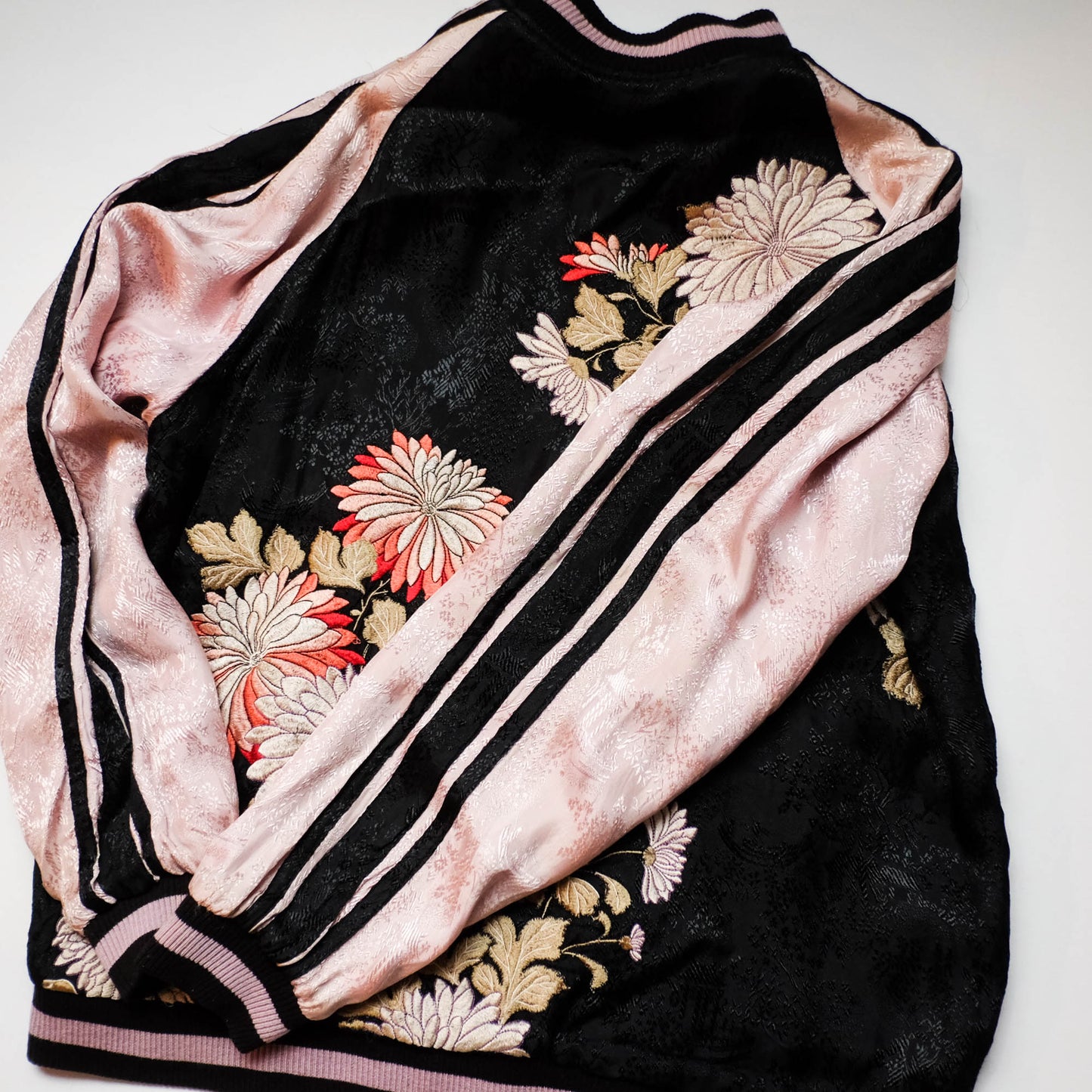 Japanese Seven Lucky Gods Sukajan Jacket Size L | Reversible Floral & Shichifukujin Souvenir Bomber