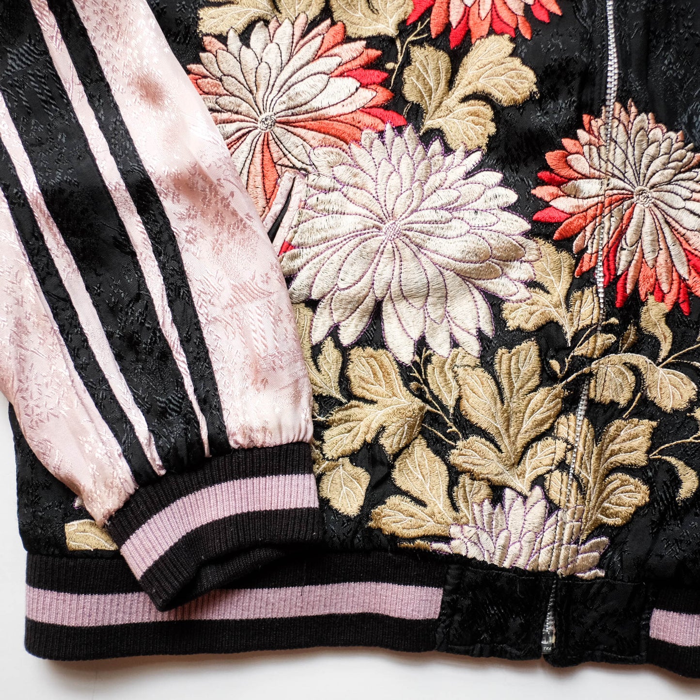 Japanese Seven Lucky Gods Sukajan Jacket Size L | Reversible Floral & Shichifukujin Souvenir Bomber