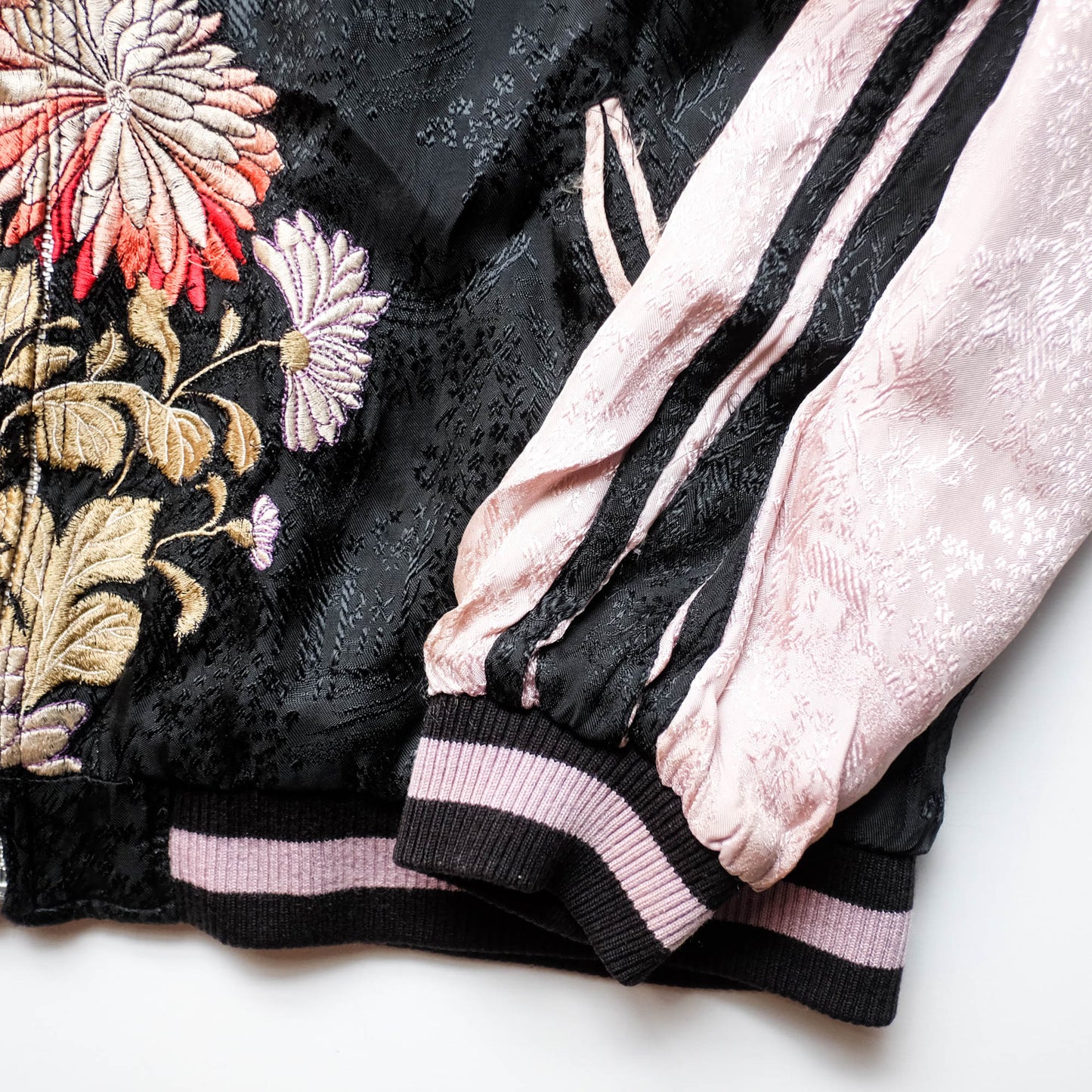 Japanese Seven Lucky Gods Sukajan Jacket Size L | Reversible Floral & Shichifukujin Souvenir Bomber