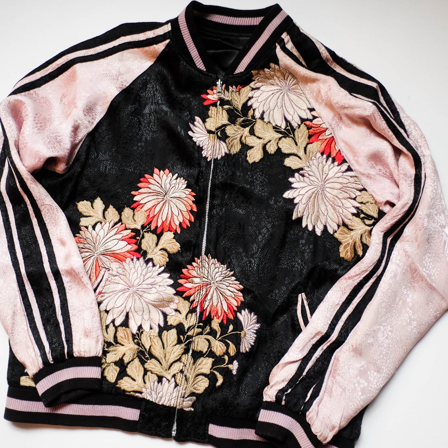 Japanese Seven Lucky Gods Sukajan Jacket Size L | Reversible Floral & Shichifukujin Souvenir Bomber