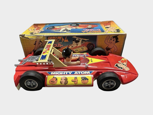 Showa 45 (1970) Tetsuwan Atomu Friction Race Car Sakura Made in Japan Vintage Boxed Working Tin Plate Anime Toy