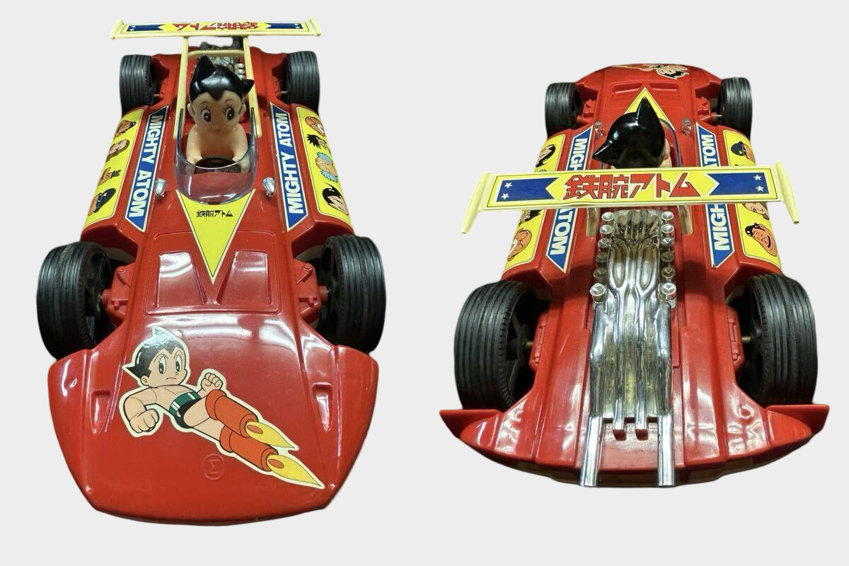 Showa 45 (1970) Tetsuwan Atomu Friction Race Car Sakura Made in Japan Vintage Boxed Working Tin Plate Anime Toy