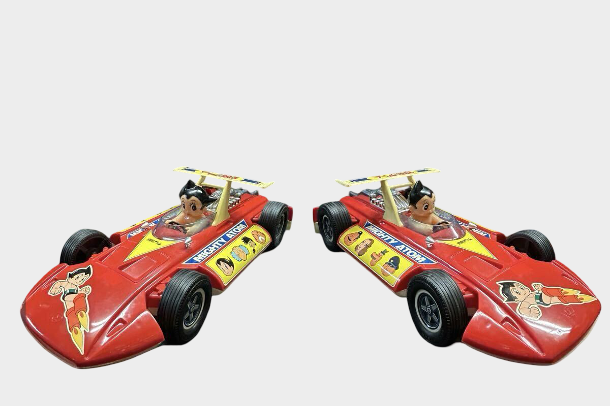 Showa 45 (1970) Tetsuwan Atomu Friction Race Car Sakura Made in Japan Vintage Boxed Working Tin Plate Anime Toy