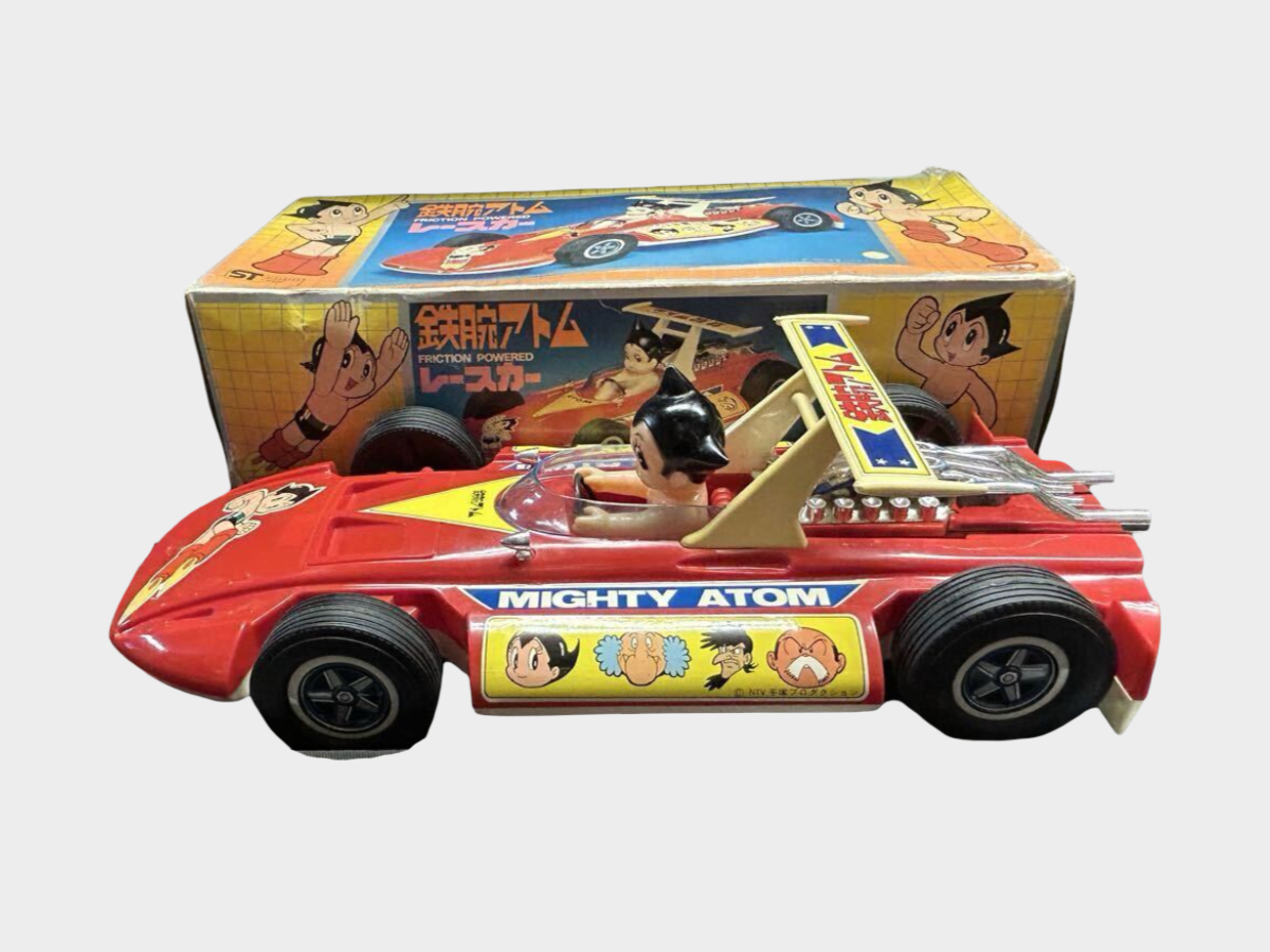 Showa 45 (1970) Tetsuwan Atomu Friction Race Car Sakura Made in Japan Vintage Boxed Working Tin Plate Anime Toy
