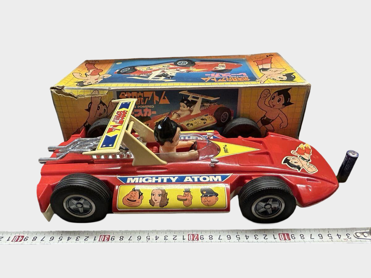 Showa 45 (1970) Tetsuwan Atomu Friction Race Car Sakura Made in Japan Vintage Boxed Working Tin Plate Anime Toy