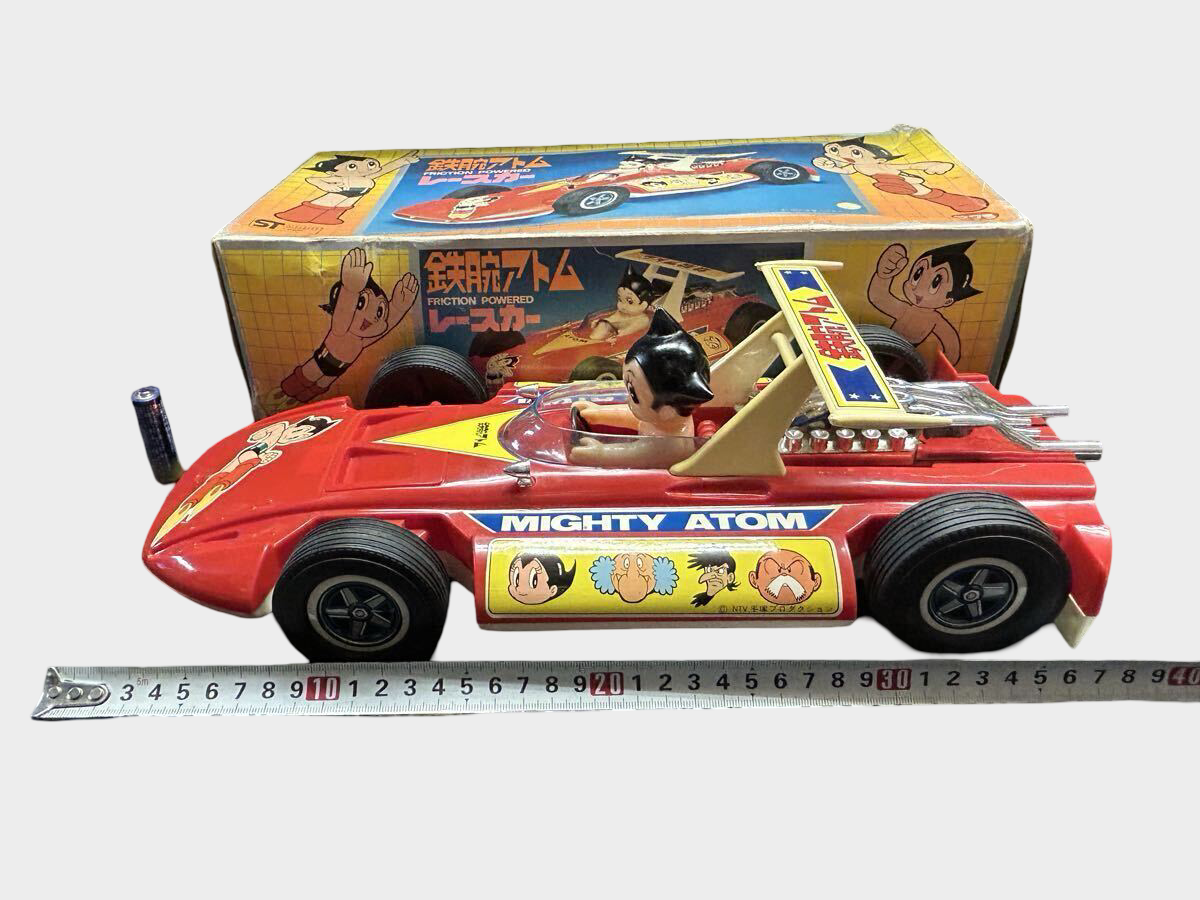 Showa 45 (1970) Tetsuwan Atomu Friction Race Car Sakura Made in Japan Vintage Boxed Working Tin Plate Anime Toy