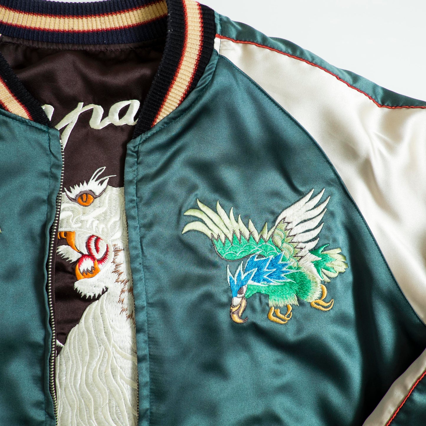 Tailor Toyo Reversible Sukajan White Tiger × Pacific Fleet Japan Map 1949-50 Embroidered Souvenir Jacket