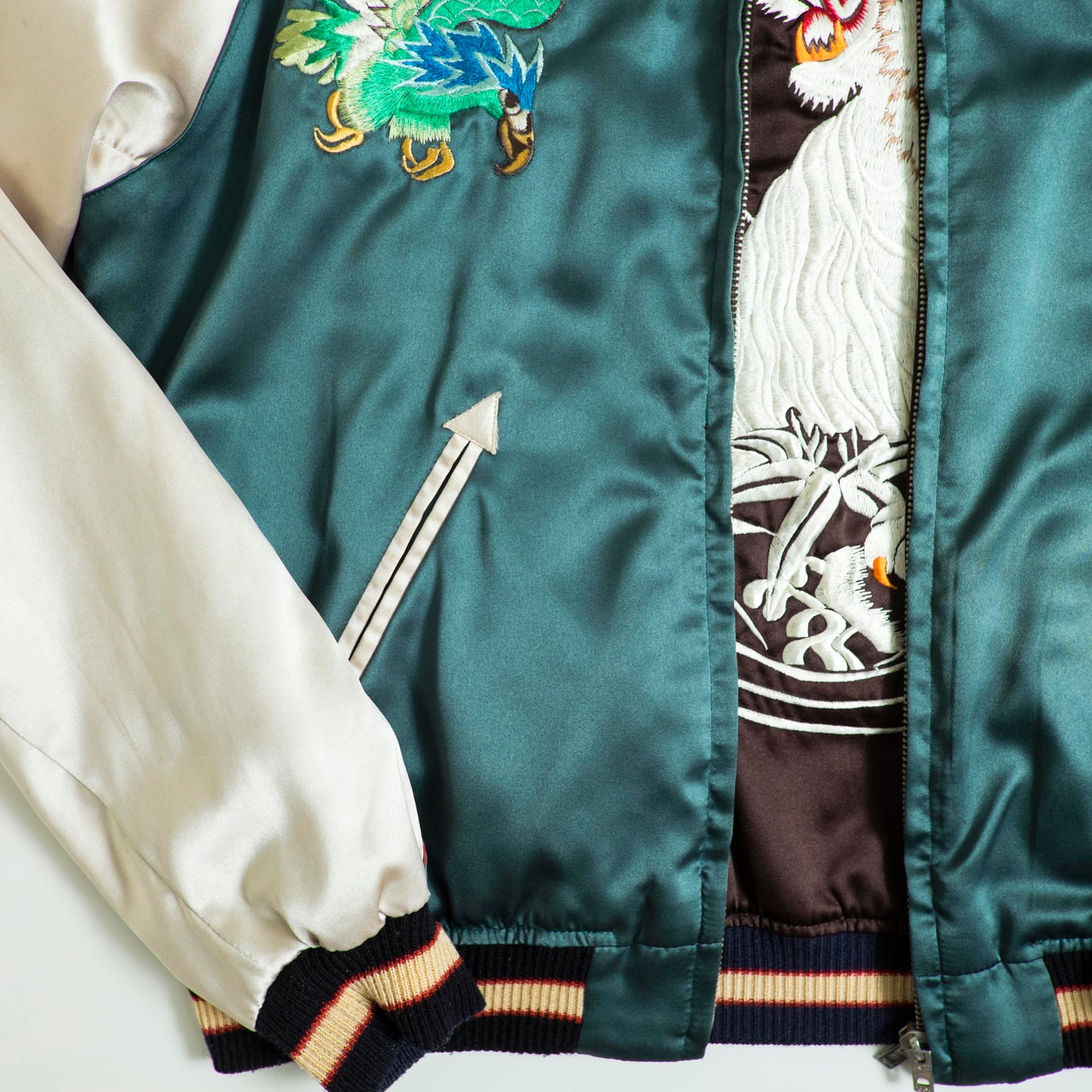 Tailor Toyo Reversible Sukajan White Tiger × Pacific Fleet Japan Map 1949-50 Embroidered Souvenir Jacket