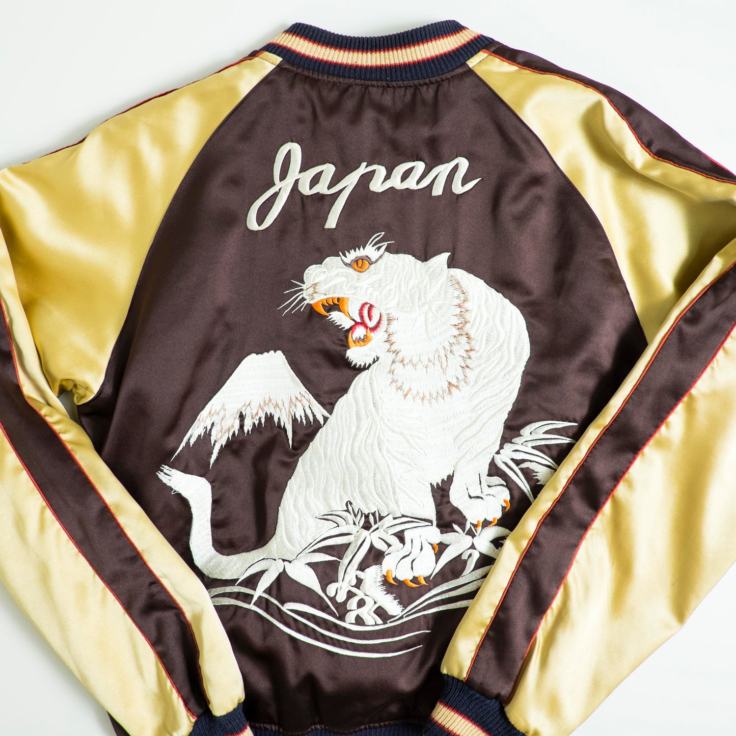 Tailor Toyo Reversible Sukajan White Tiger × Pacific Fleet Japan Map 1949-50 Embroidered Souvenir Jacket