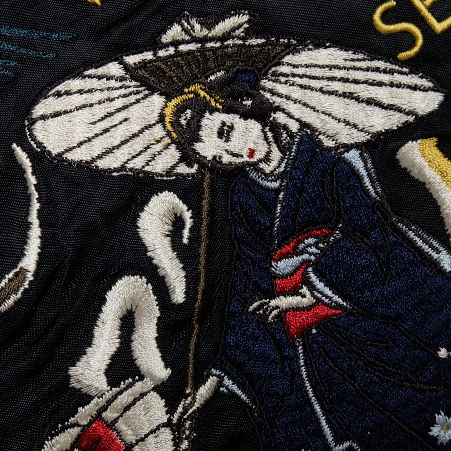 Miyabi Musubi Reversible Sukajan L Japan Map Wisteria Geisha Dragon Embroidered Souvenir Jacket