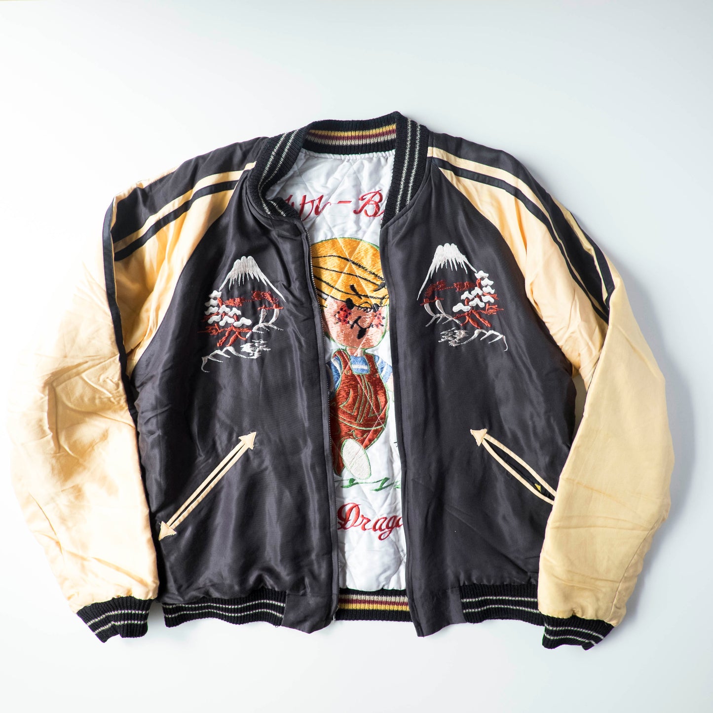 Vintage Tailor Toyo TT11592 Misawa Black Dragons Padded Reversible Sukajan Jacket M 2008 Japanese Souvenir Bomber