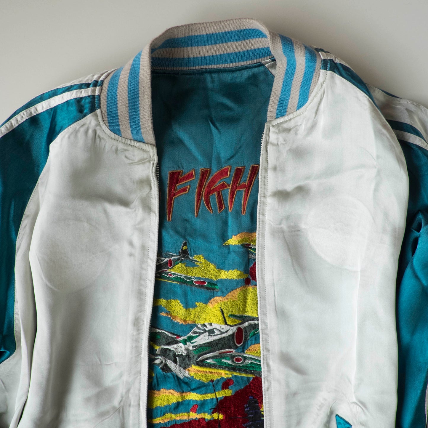Vintage Zero Fighter Sukajan Jacket M Reversible WWII Aircraft Battleship Embroidered Japanese Souvenir Bomber