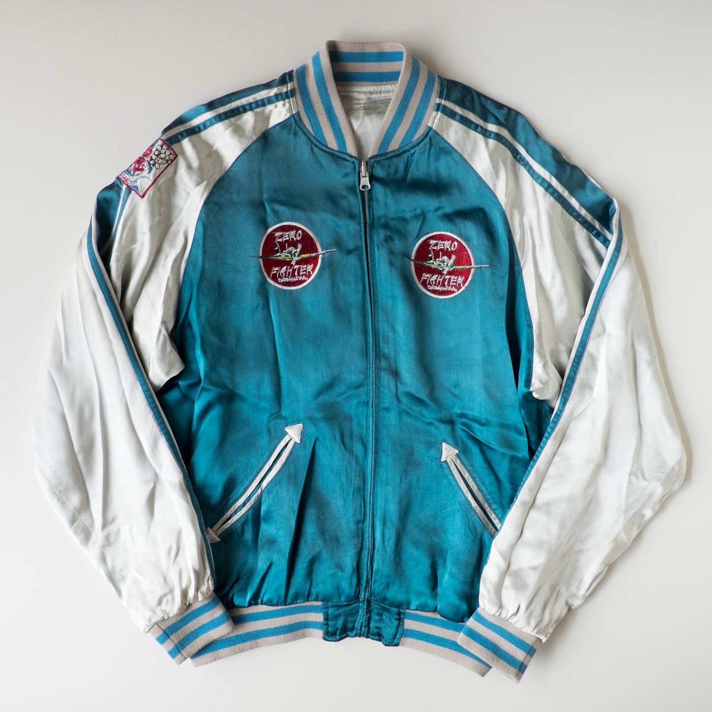 Vintage Onigashima Zero Fighter Sukajan M Reversible WWII Aviation Battleship Japanese Embroidered Souvenir Jacket