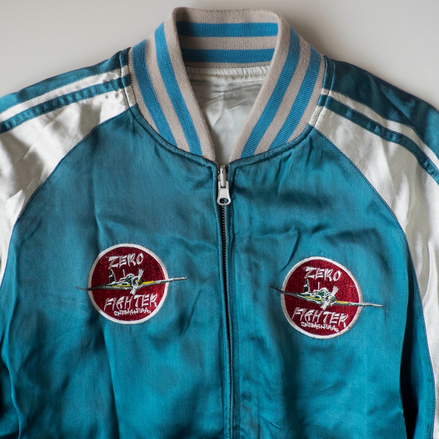Vintage Zero Fighter Sukajan Jacket M Reversible WWII Aircraft Battleship Embroidered Japanese Souvenir Bomber